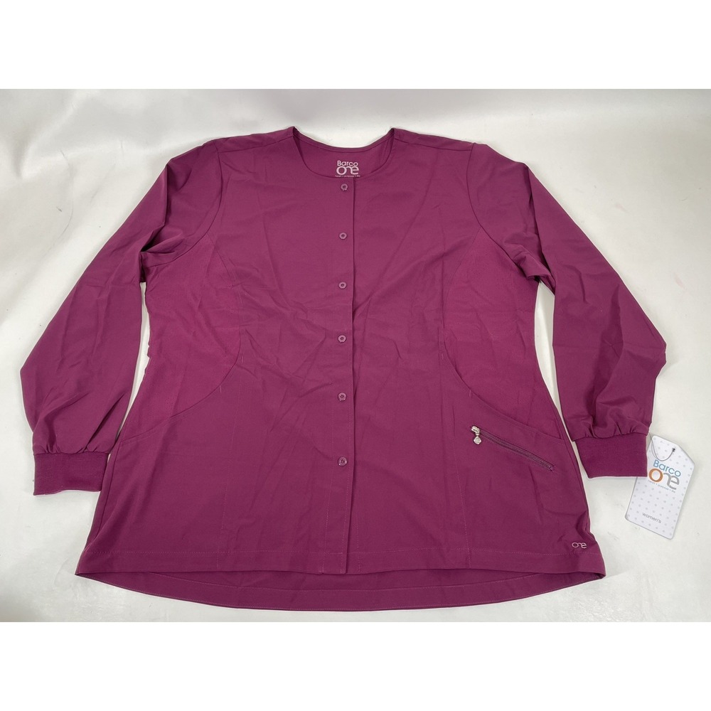 Barco One Scrubs 4PKT Perforated Princess‎ Warmup Top Womens Size 2XL Wine NWT